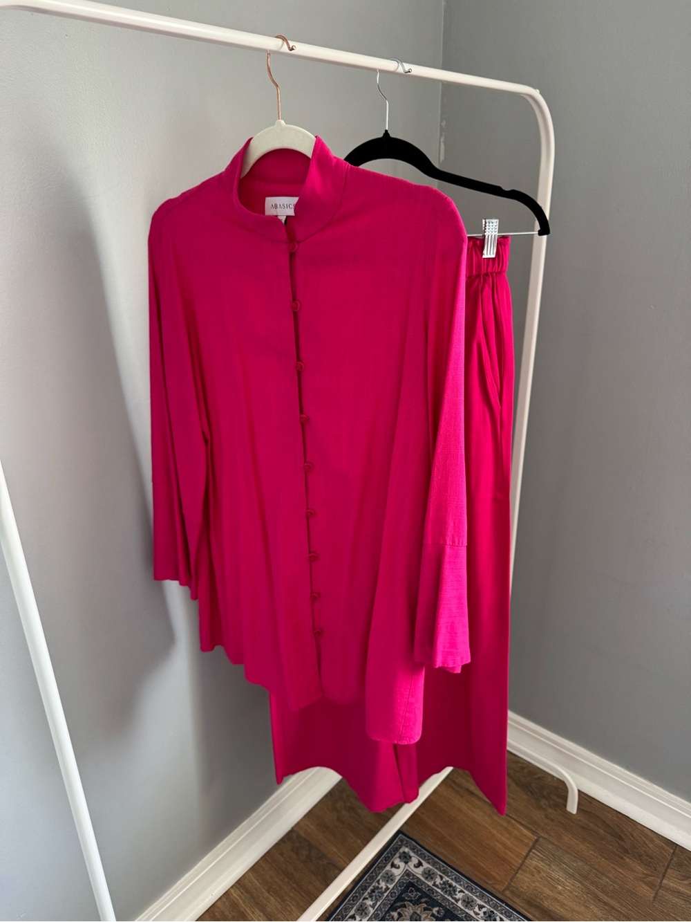 Bright Fuchsia Button-Front Two-Piece Set